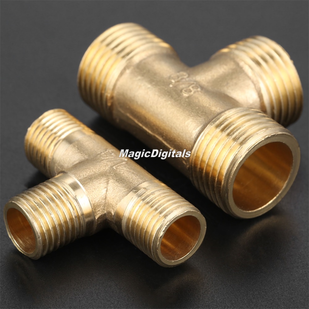 1/8" 1/4" 3/8" 1/2" BSP Brass Pipe Fitting T Tee Connecter Male Thread